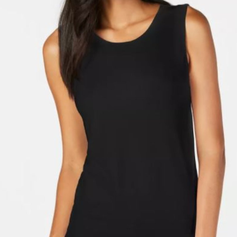 DKNY Black Tank Top Chiffon Waistline Hem